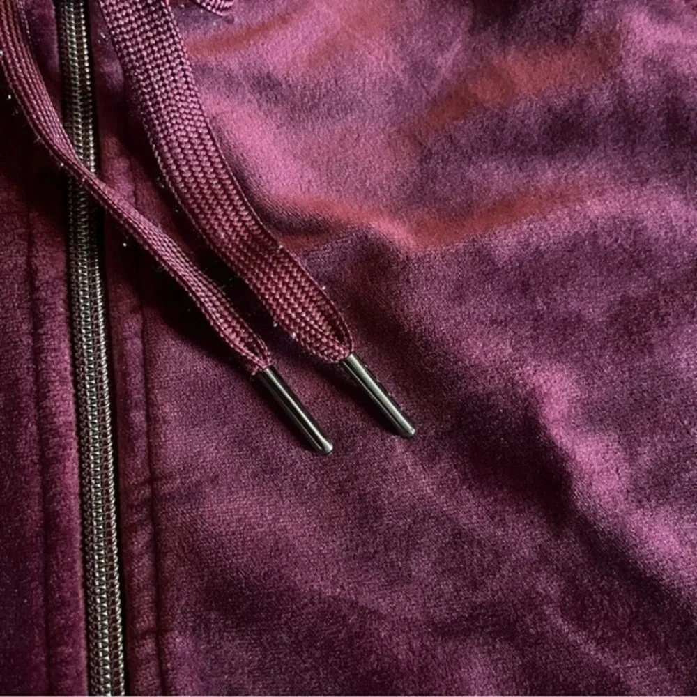 Luxury Velour Hoody Woman Large Cranberry Full Zip‎ Velvet Hoodie Pockets Jacket